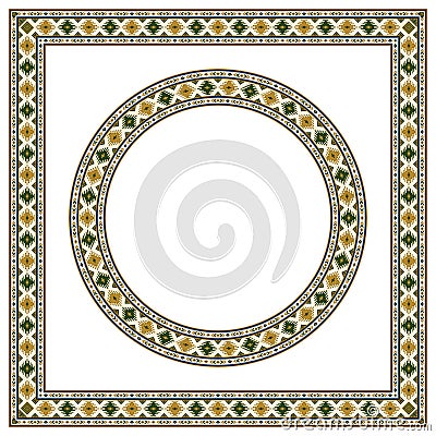 Round and square ethnic geometric frames Vector Illustration