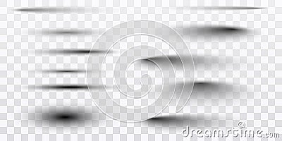 Round and square isolated floor transparent shadows. Dark oval shadow and circle shades vector. PNG Vector Illustration