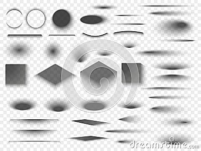 Round and square isolated floor transparent shadows. Dark oval shadow and circle shades vector Vector Illustration
