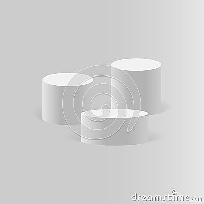 Round stage podium isolated on graybackground. 3d Pedestal. Vector Illustration