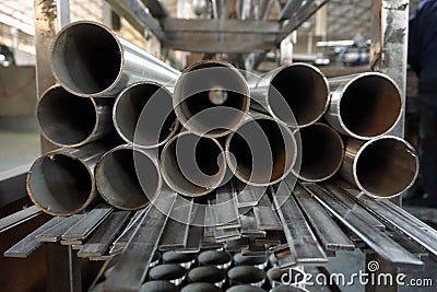 Round stainless steel tube Stock Photo