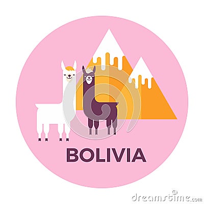 Round sticker label of Bolivia Vector Illustration