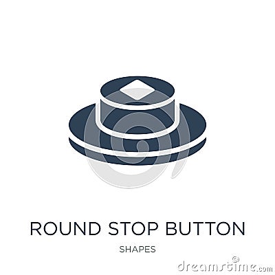 round stop button icon in trendy design style. round stop button icon isolated on white background. round stop button vector icon Vector Illustration