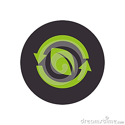 Round symbol with leaf in circle formed arrows Vector Illustration