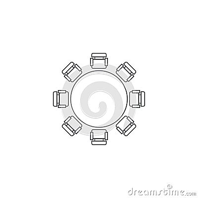 Round table and chairs top view vector icon isolated on white background Vector Illustration