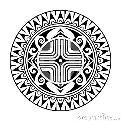 Round tattoo geometric ornament maori style Stock Photo