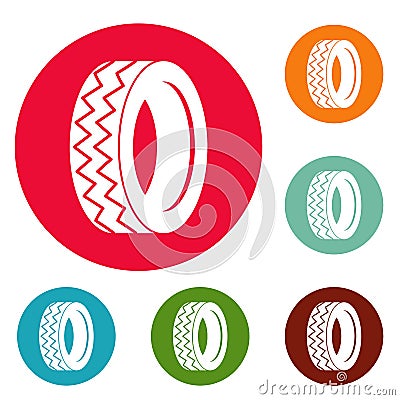 Round tire icons circle set vector Vector Illustration