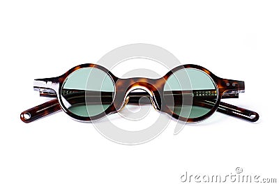 Round turtle glasses frame for businessman, Myopia nearsightedness, eyeglasses, isolated Stock Photo