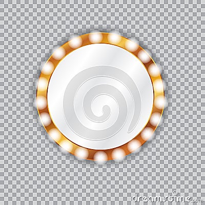 Round vanity mirror with light bulbs Vector Illustration