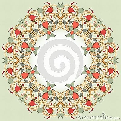 Round vector frame with floral ornament Vector Illustration