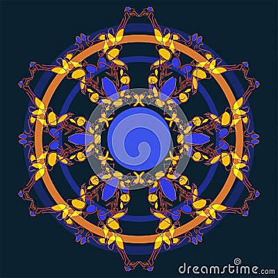 Round ornament of six fancy complicated elements Stock Photo