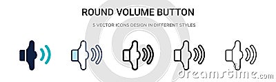 Round volume button icon in filled, thin line, outline and stroke style. Vector illustration of two colored and black round volume Vector Illustration