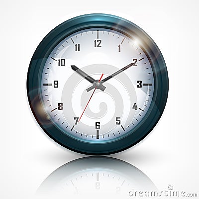 Round wall clock on white Vector Illustration