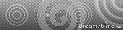 Round water ripples. Circle sound waves set Vector Illustration