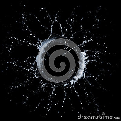 Round water splash on a black Stock Photo