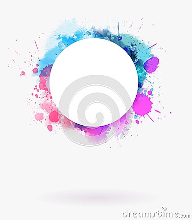 Round watercolor frame background Vector Illustration