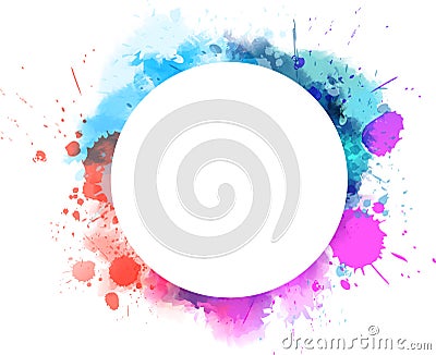 Round watercolor frame background Vector Illustration