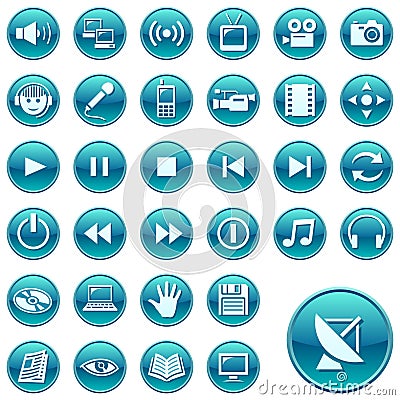 Round web icons / buttons 3 Vector Illustration