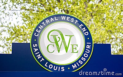 Round welcome sign in the St. Louis Central West End area Editorial Stock Photo