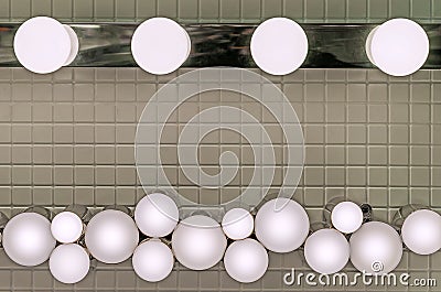 Round white lamps. Lamps in the form soap bubbles Stock Photo