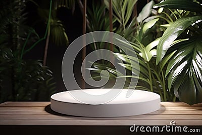 Round white stand for product presentation Stock Photo