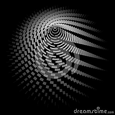 Round wireframe a grid of lines and stripes on a black background Polygon circle pattern design element Abstract graphic round Stock Photo