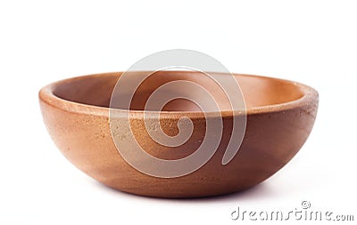 Round Wooden Bowl Stock Photo