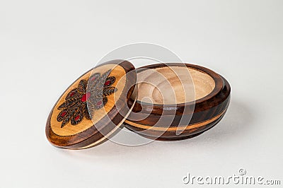 Round Wooden Box Stock Photo