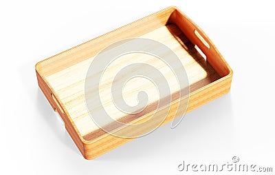 Round wooden pizza board without handle, isolated on white backg 3d render Stock Photo