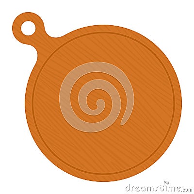 Round wooden pizza board vector flat isolated Vector Illustration