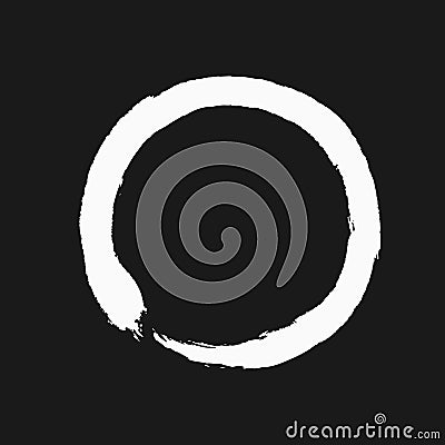 Round Zen sign painted with a rough brush. Vector Illustration