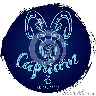 Round zodiac sign Capricorn Vector Illustration