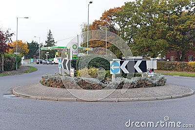 Roundabout on a British Road Editorial Stock Photo