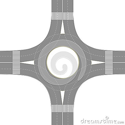 Roundabout road junction over white background Vector Illustration