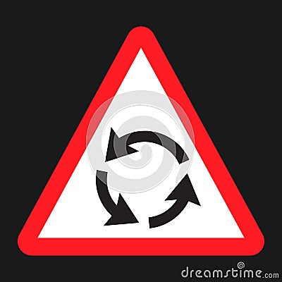 Roundabout sign flat icon, Traffic and road sign Vector Illustration