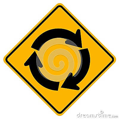 Roundabout Traffic Road Sign,Vector Illustration, Isolate On White Background Icon. EPS10 Vector Illustration