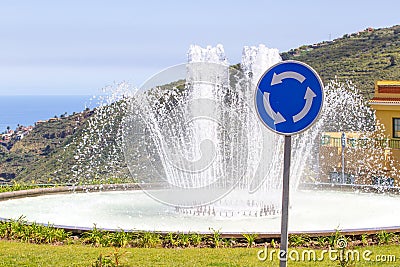 Roundabout traffic sign. Curved arch arrow elements Stock Photo