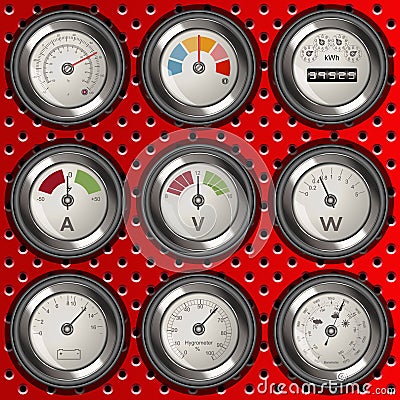 Rounded analog meters Vector Illustration