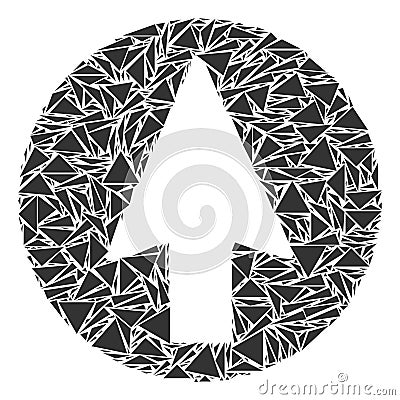 Rounded Arrow Collage of Triangles Vector Illustration