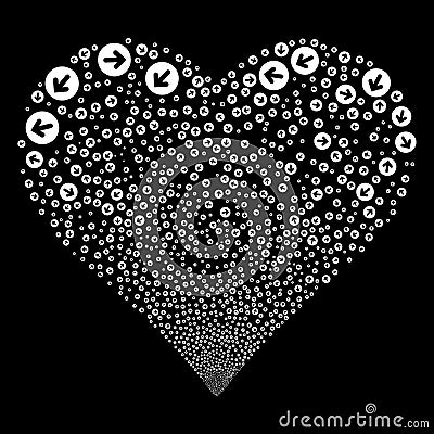 Rounded Arrow Fireworks Heart Cartoon Illustration