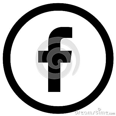Rounded black & white facebook logo icon Vector Illustration