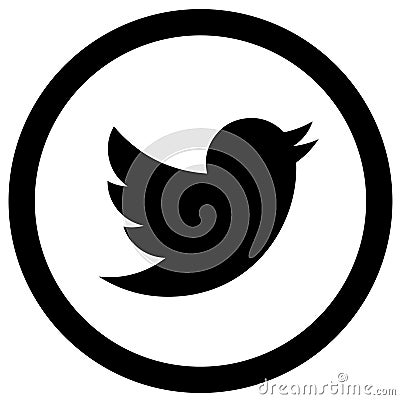 Rounded black and white twitter icon Editorial Stock Photo