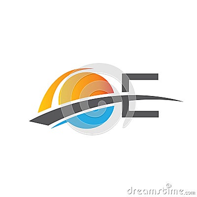 rounded circle vortex initial E Letter Logo Design vector illustrations Vector Illustration
