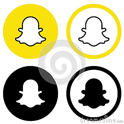 Rounded colored and black and white snapchat Logos Editorial Stock Photo