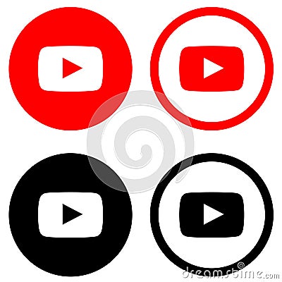 Rounded colored and black and white youtube Logos Editorial Stock Photo