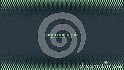 Rounded Dashes Halftone Pattern Vector Border Vibrant Turquoise Abstraction Vector Illustration