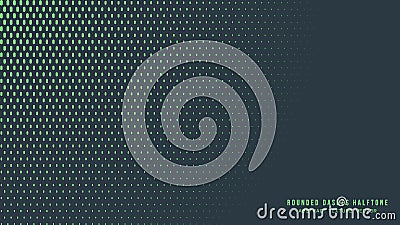 Rounded Dashes Halftone Pattern Vector Round Border Turquoise Abstract Backdrop Vector Illustration