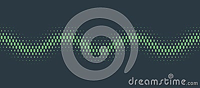 Dashes Half Tone Pattern Wavy Line Seamless Border Vector Turquoise Abstraction Vector Illustration