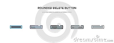 Rounded delete button with minus icon in different style vector illustration. two colored and black rounded delete button with Vector Illustration