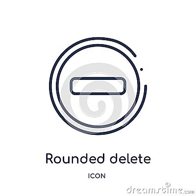 rounded delete button with minus icon from user interface outline collection. Thin line rounded delete button with minus icon Vector Illustration